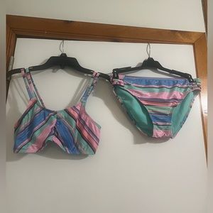 Breaking Waves 2 Piece Girls Bikini Swimsuit Size 16 Multicolored